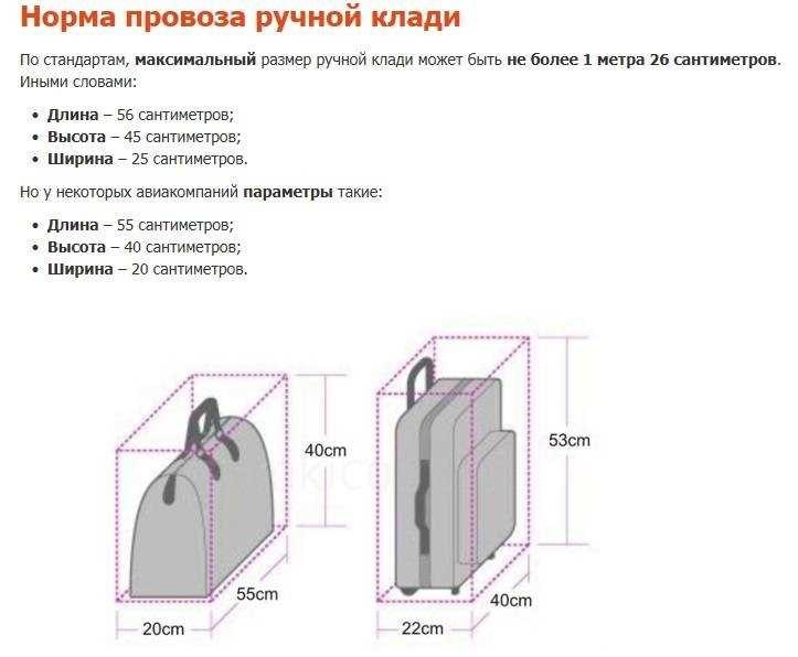 Размер ручной клади в самолет